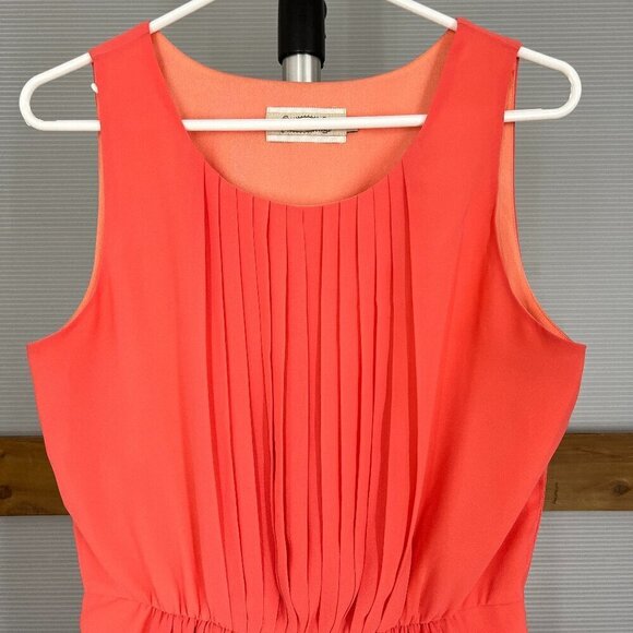 NWOT (Plenty) Propaganda Coral Pleated Tulip Wrap Hem Sleeveless Midi Dress Sz M - Picture 2 of 10